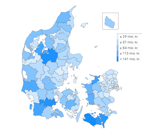 Landkort med status på tilbagebetaling december 2023