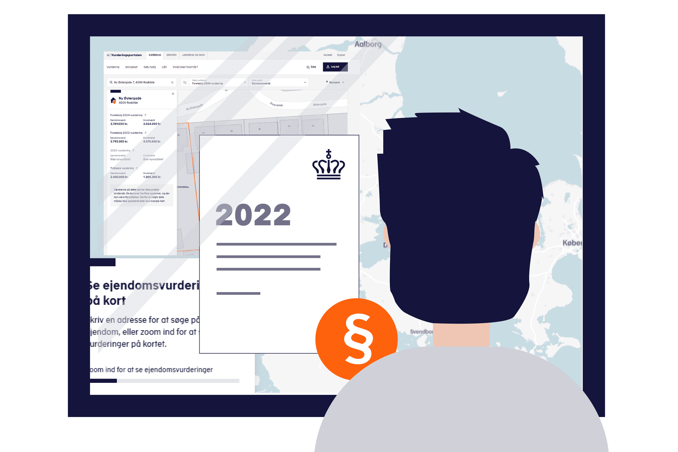 billede af en mand der ser på sin ejendomsvurdering