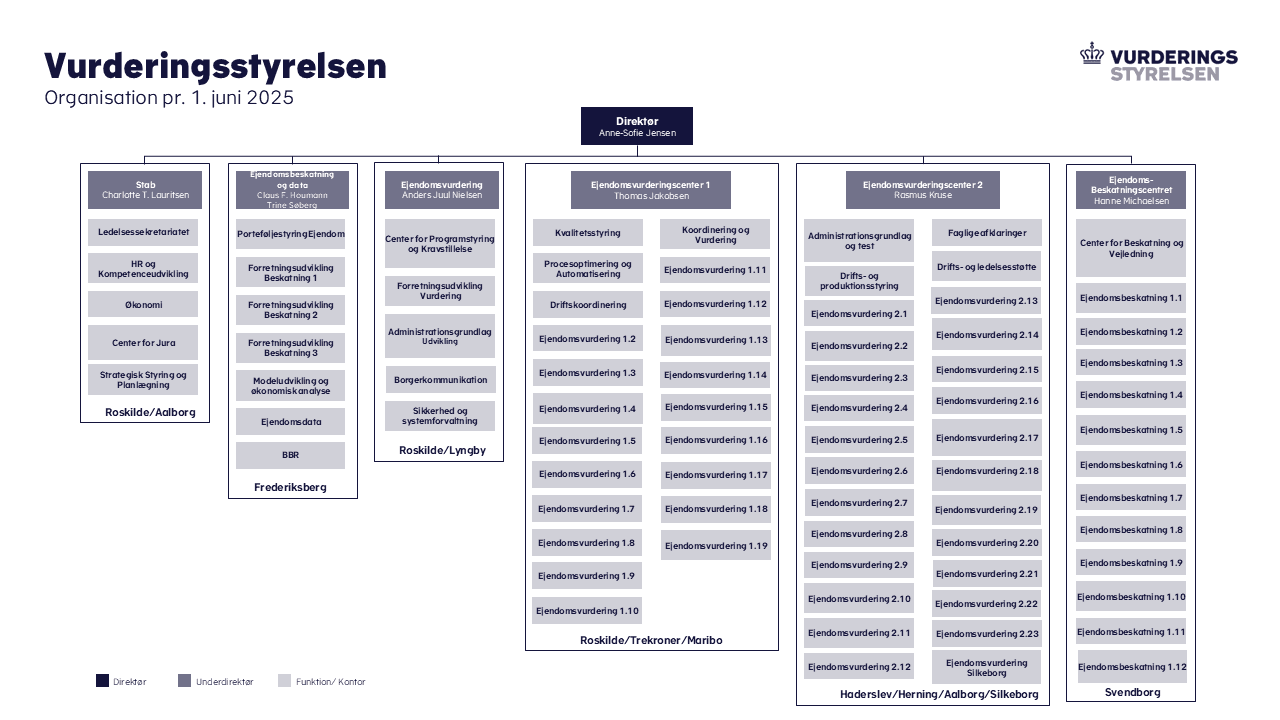 Organisationsdiagram for Vurderingsstyrelsen - juni 2025